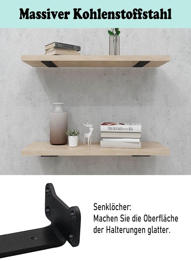 MLOQI 6pcs Black Stainless Steel Industrial Shelf Brackets, 12.5cm, Wall Mount, Shelf Holder - Image 3